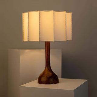 Livenq Lampe de Table en Bois Et Tissu Style Rétro