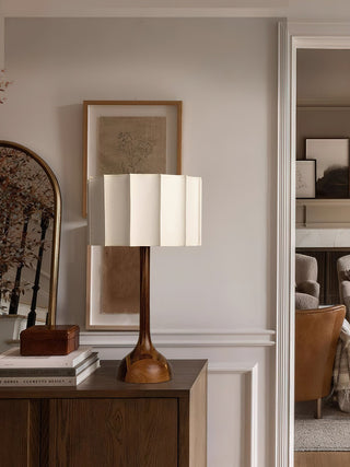 Livenq Lampe de Table en Bois Et Tissu Style Rétro