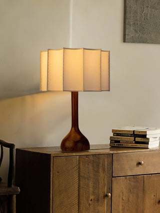 Livenq Lampe de Table en Bois Et Tissu Style Rétro