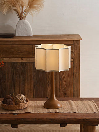 Livenq Lampe de Table en Bois Et Tissu Style Rétro