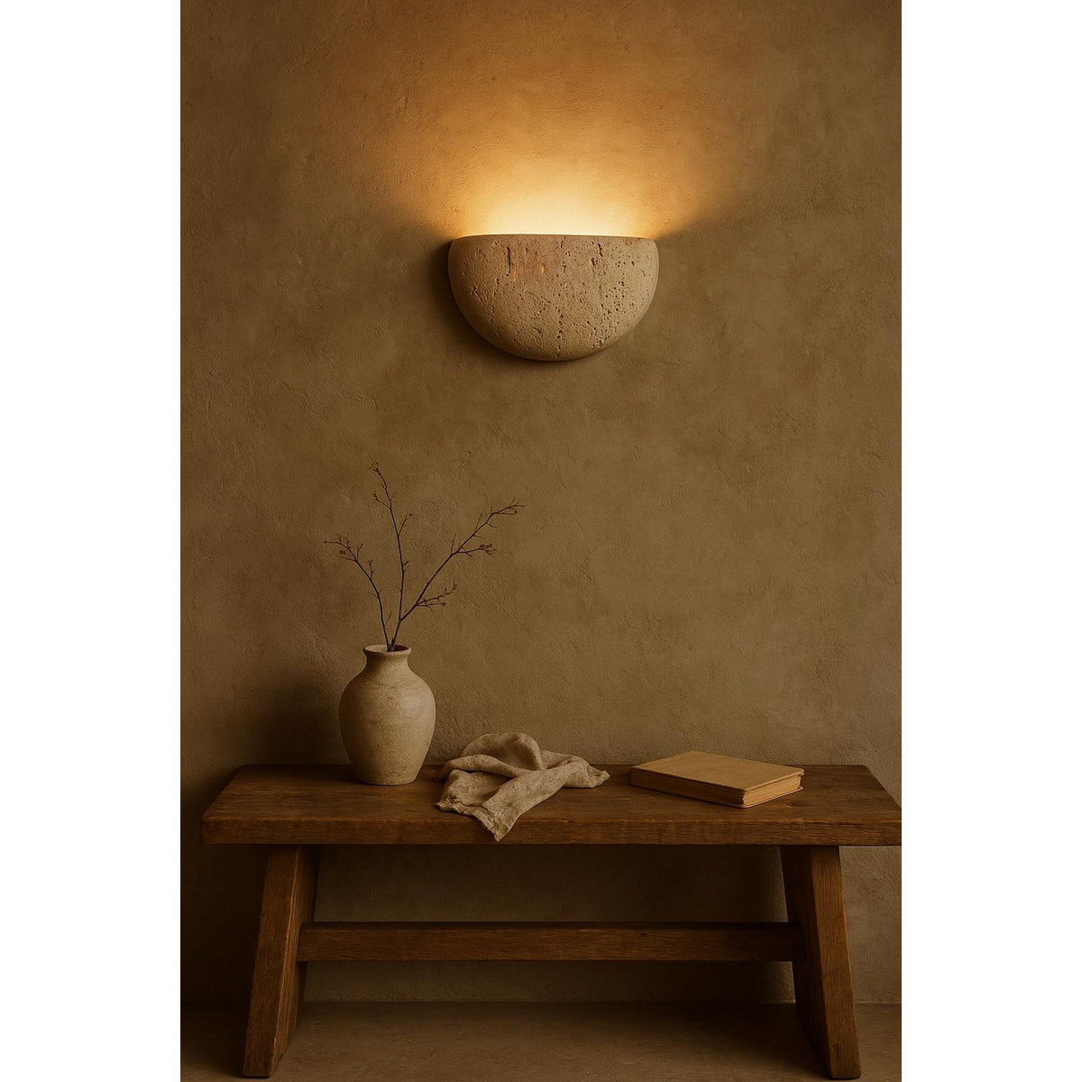 Cuvenarae Applique Murale Travertin Lune Minimaliste