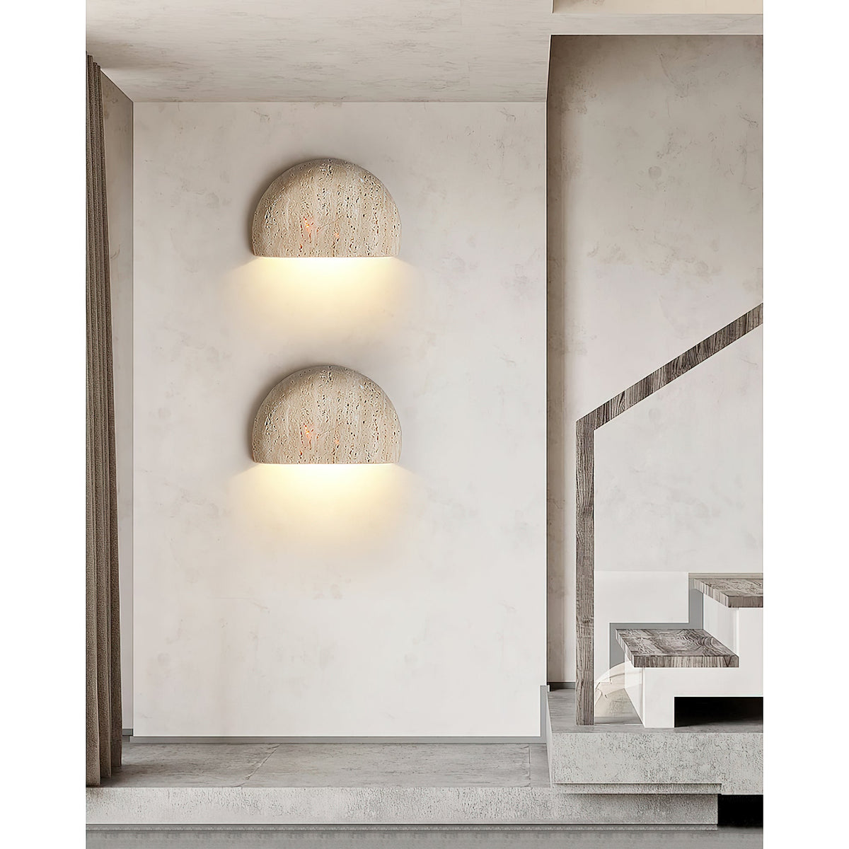 Cuvenarae Applique Murale Travertin Lune Minimaliste
