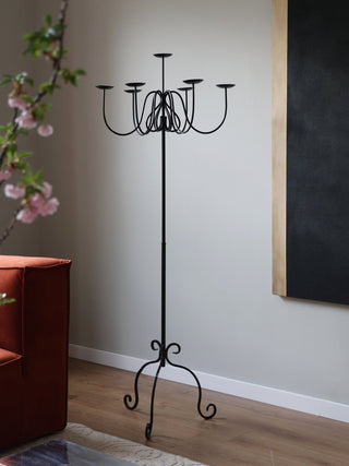 Wrought Iron Floor Candelabra-Neutral Decor
