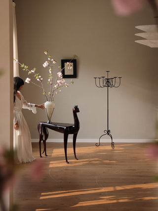 Wrought Iron Floor Candelabra-Neutral Decor