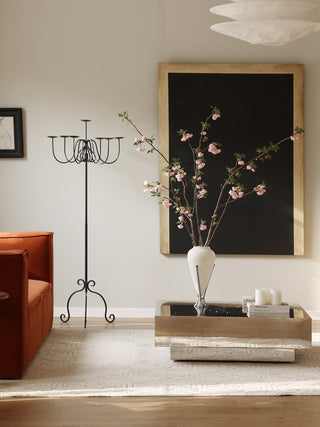 Wrought Iron Floor Candelabra-Neutral Decor