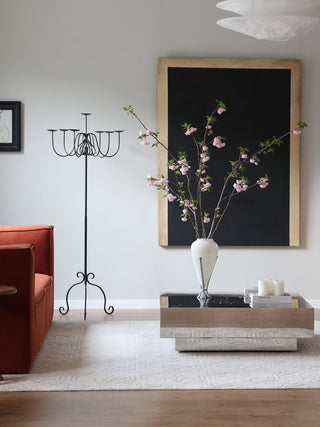 Wrought Iron Floor Candelabra-Neutral Decor