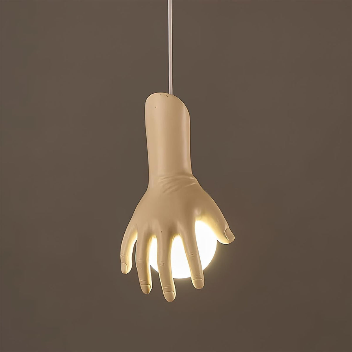 Pendant Light Hand Sculpture Wood Grip Globe-Neutral Decor