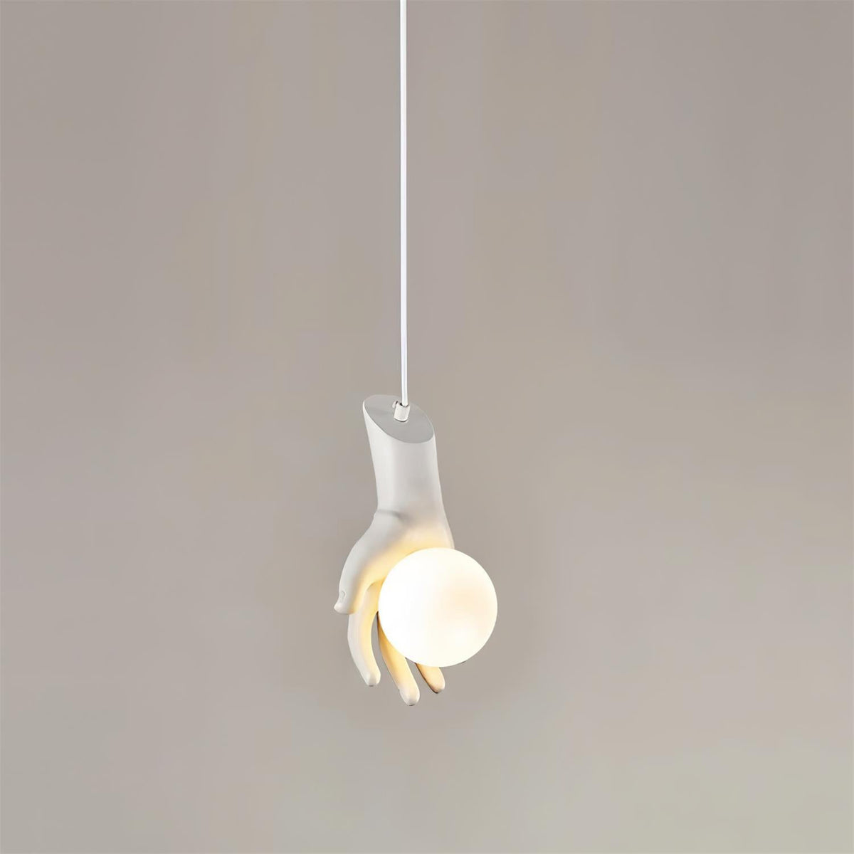 Pendant Light Hand Sculpture Wood Grip Globe-Neutral Decor