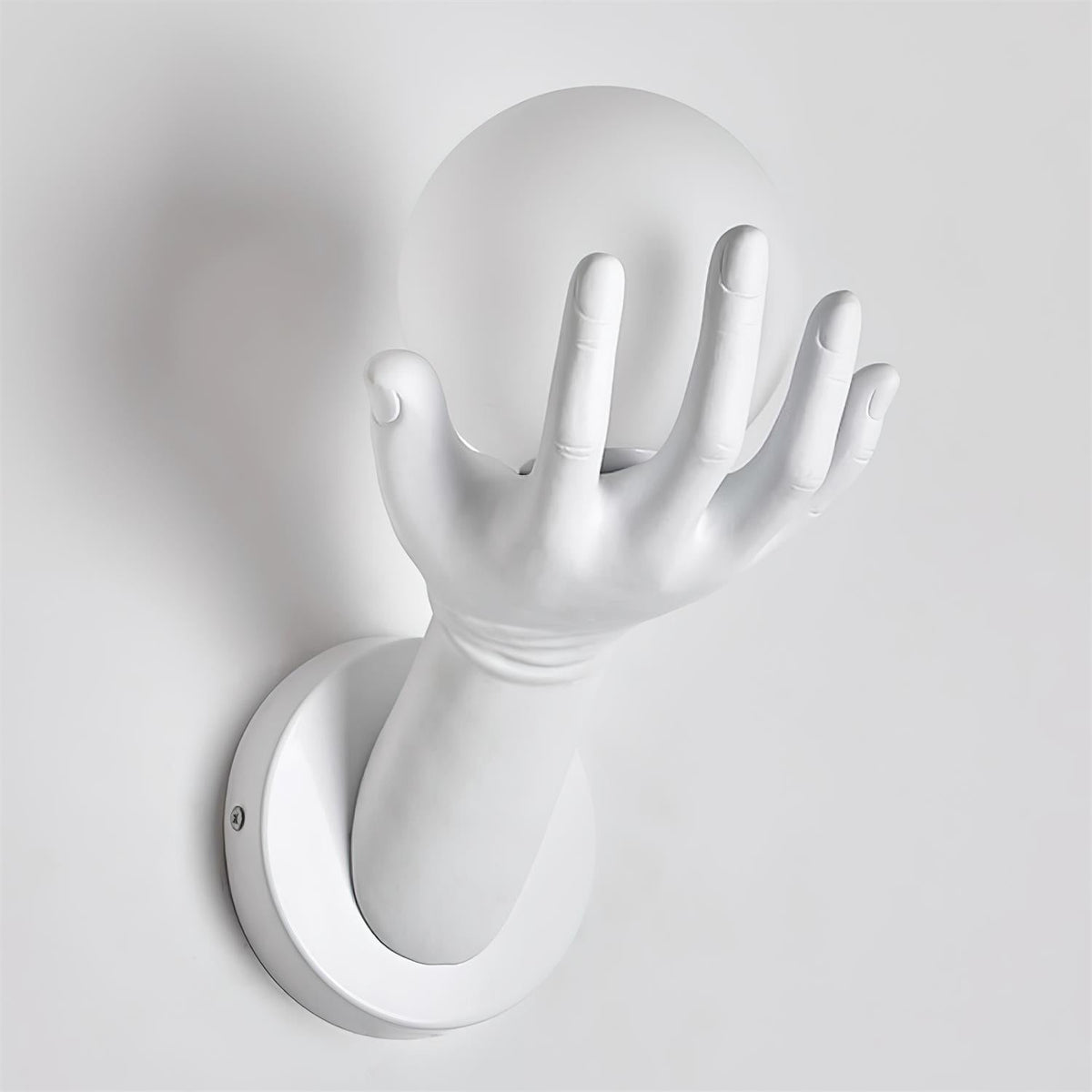 Wall Lamp Polymer Body Hand Shape Globe Shade Wood Grain-Neutral Decor