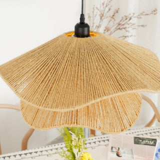 Lustra Suspension Lampe Chapeau de Paille Fait Main à Double Couche
