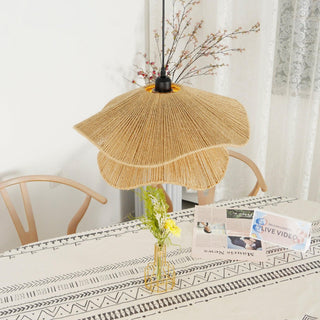 Lustra Suspension Lampe Chapeau de Paille Fait Main à Double Couche