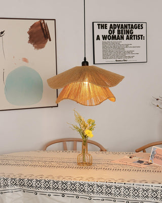 Lustra Suspension Lampe Chapeau de Paille Fait Main à Double Couche