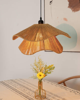Lustra Suspension Lampe Chapeau de Paille Fait Main à Double Couche