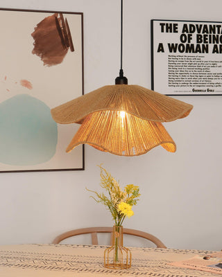 Lustra Suspension Lampe Chapeau de Paille Fait Main à Double Couche
