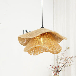 Lustra Suspension Lampe Chapeau de Paille Fait Main à Double Couche