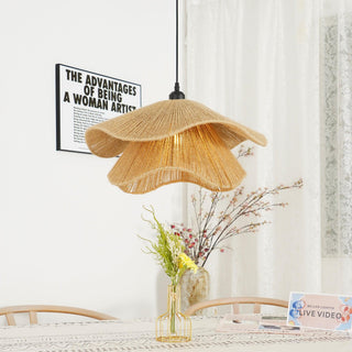 Lustra Suspension Lampe Chapeau de Paille Fait Main à Double Couche