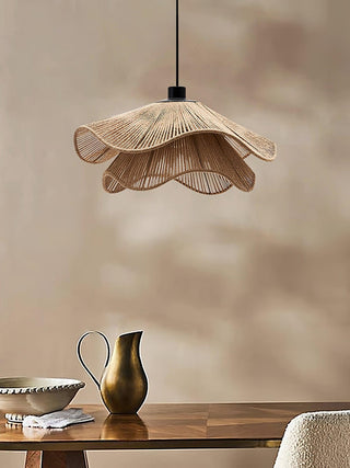 Lustra Suspension Lampe Chapeau de Paille Fait Main à Double Couche