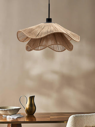 Lustra Suspension Lampe Chapeau de Paille Fait Main à Double Couche