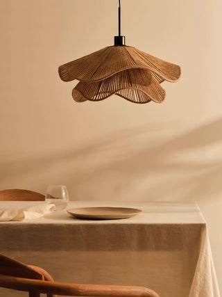 Lustra Suspension Lampe Chapeau de Paille Fait Main à Double Couche