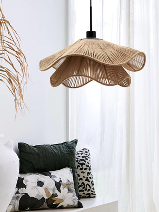 Lustra Suspension Lampe Chapeau de Paille Fait Main à Double Couche