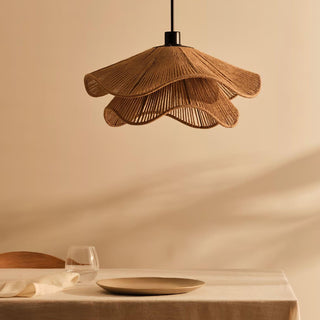 Lustra Suspension Lampe Chapeau de Paille Fait Main à Double Couche
