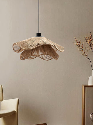 Lustra Suspension Lampe Chapeau de Paille Fait Main à Double Couche