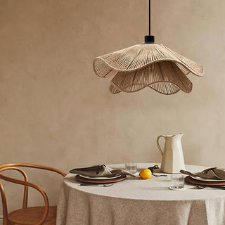 Lustra Suspension Lampe Chapeau de Paille Fait Main à Double Couche