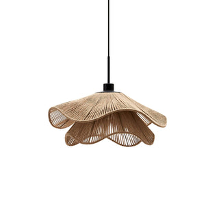 Lustra Suspension Lampe Chapeau de Paille Fait Main à Double Couche