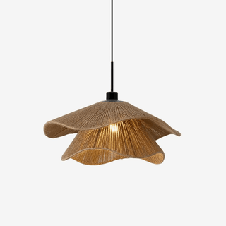 Lustra Suspension Lampe Chapeau de Paille Fait Main à Double Couche
