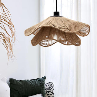 Lustra Suspension Lampe Chapeau de Paille Fait Main à Double Couche