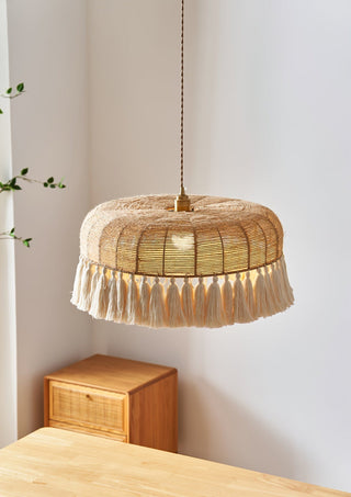 Boho Lampe Suspendue en Jute Tissée à la Main