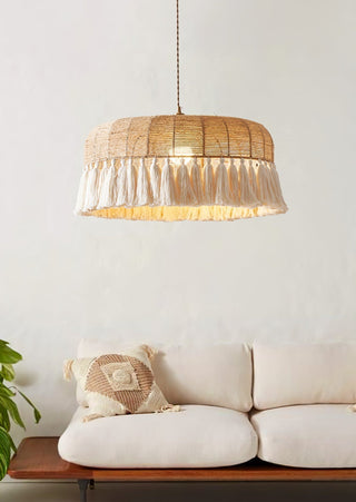 Boho Lampe Suspendue en Jute Tissée à la Main