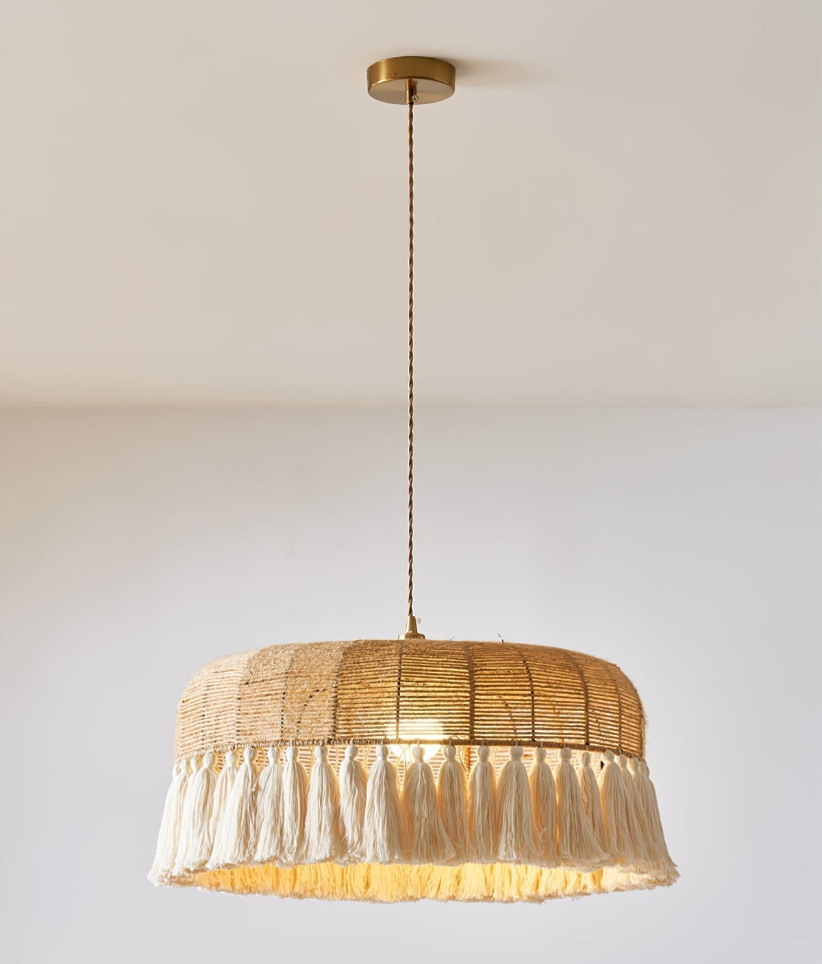 Boho Lampe Suspendue en Jute Tissée à la Main