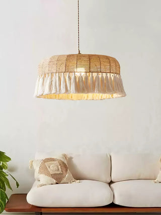 Boho Lampe Suspendue en Jute Tissée à la Main