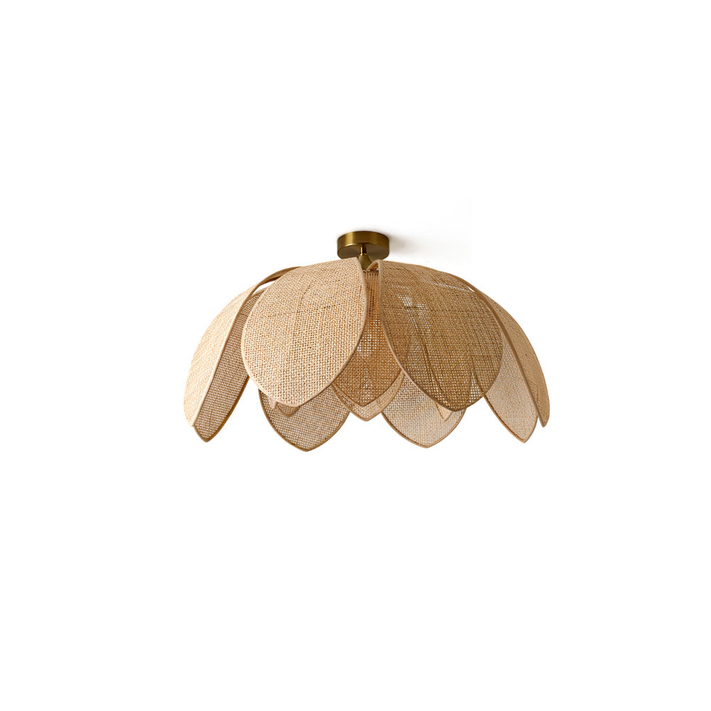 Hanove Ceiling Light with raffia shade in a modern living room.