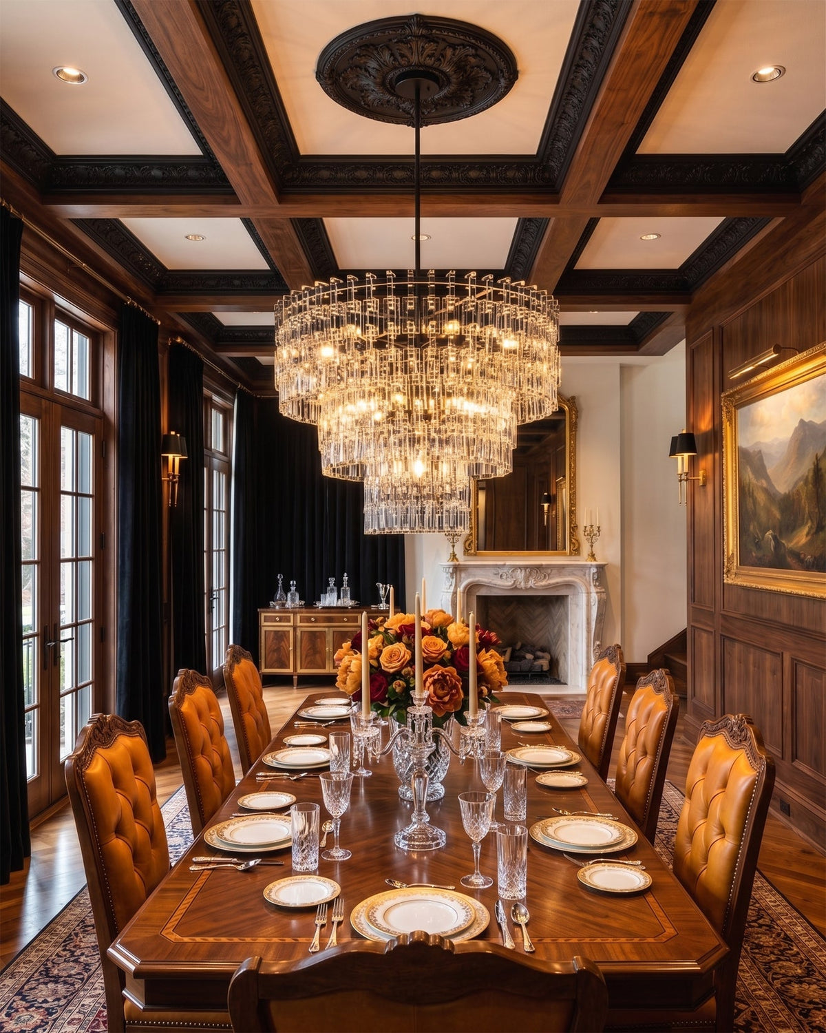 Harlow Geometric Crystal Chandelier styled in a modern living room.