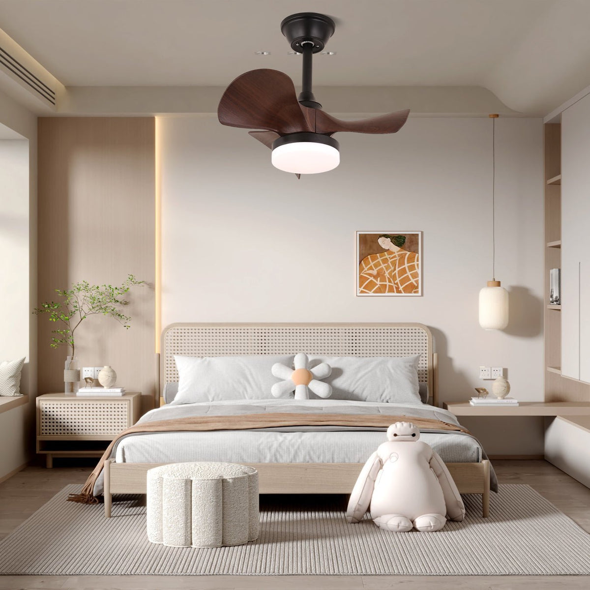 Neriah Ventilateur de Plafond avec Éclairage en Bois Moderne