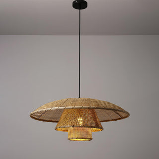 Orvellace Rotin Vintage Pendentif Lampe
