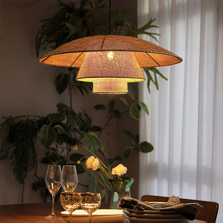 Orvellace Rotin Vintage Pendentif Lampe