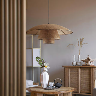 Orvellace Rotin Vintage Pendentif Lampe