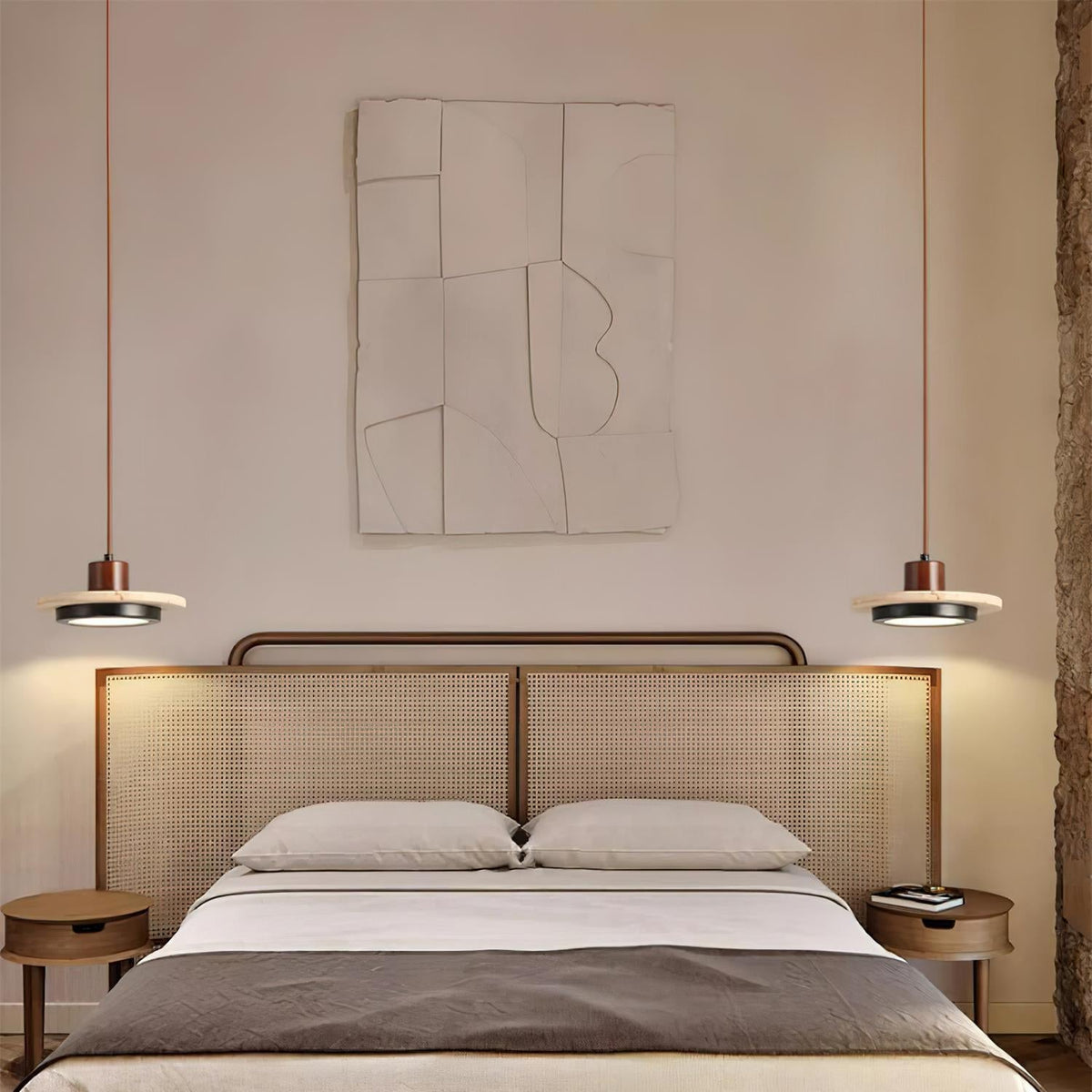 Valen Travertine LED Pendant Light-Neutral Decor