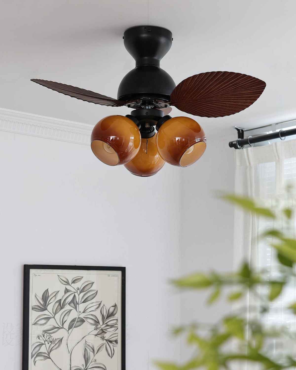 Belize Ceiling Fan Light in a white finish, installed in a modern room.