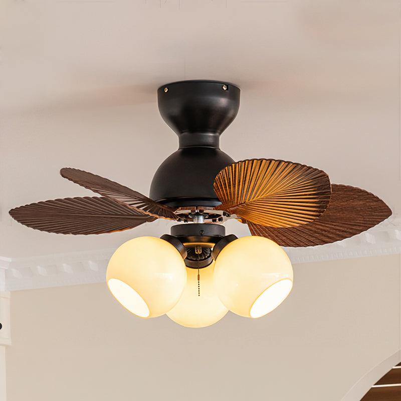View of the fan installed in a bedroom with a low ceiling.