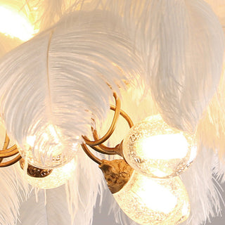 O'Moore Suspension Fleur Moderne, Cuivre/Plume, 8 Couleur, Salon