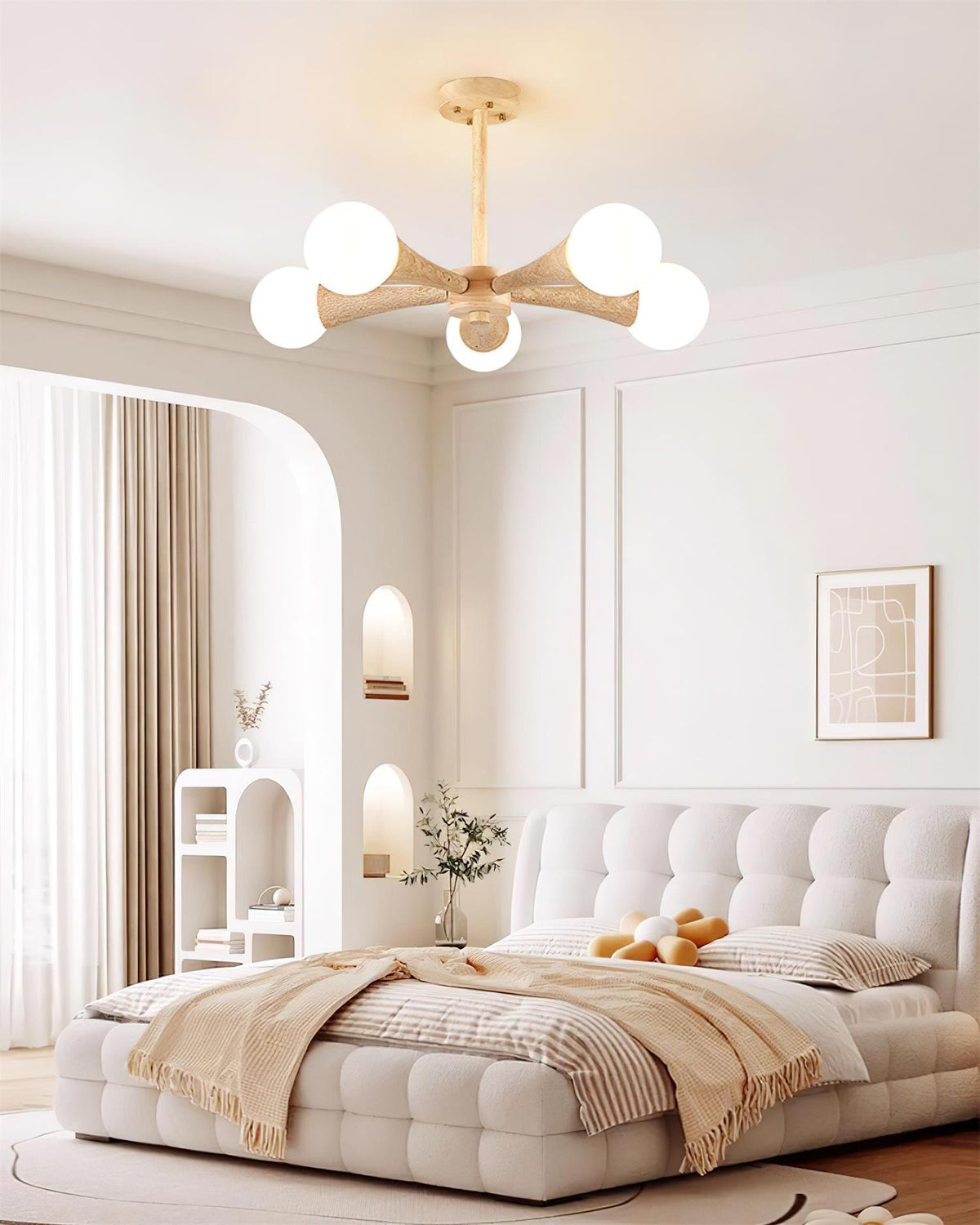 Ritta Flush Mount Ceiling Light Wood Travertine-Neutral Decor