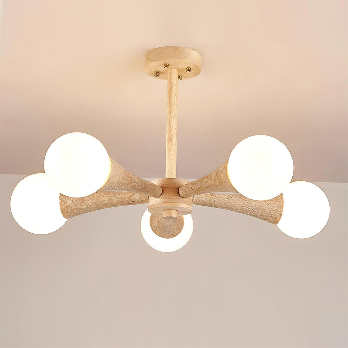 Ritta Flush Mount Ceiling Light Wood Travertine-Neutral Decor
