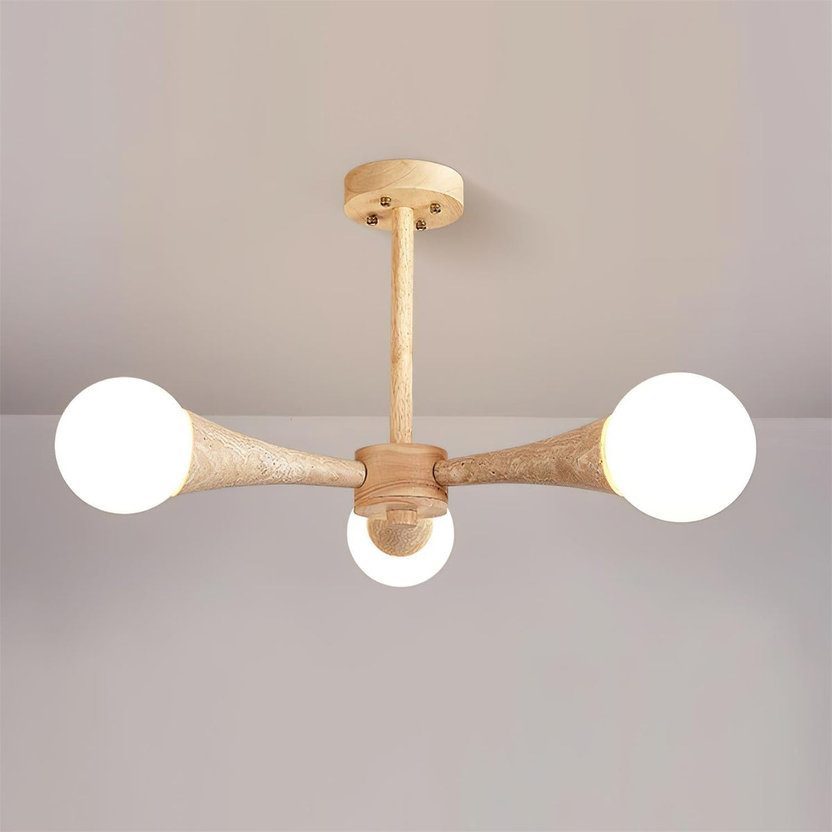 Ritta Flush Mount Ceiling Light Wood Travertine-Neutral Decor