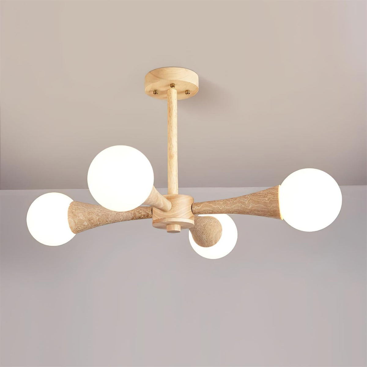 Ritta Flush Mount Ceiling Light Wood Travertine-Neutral Decor