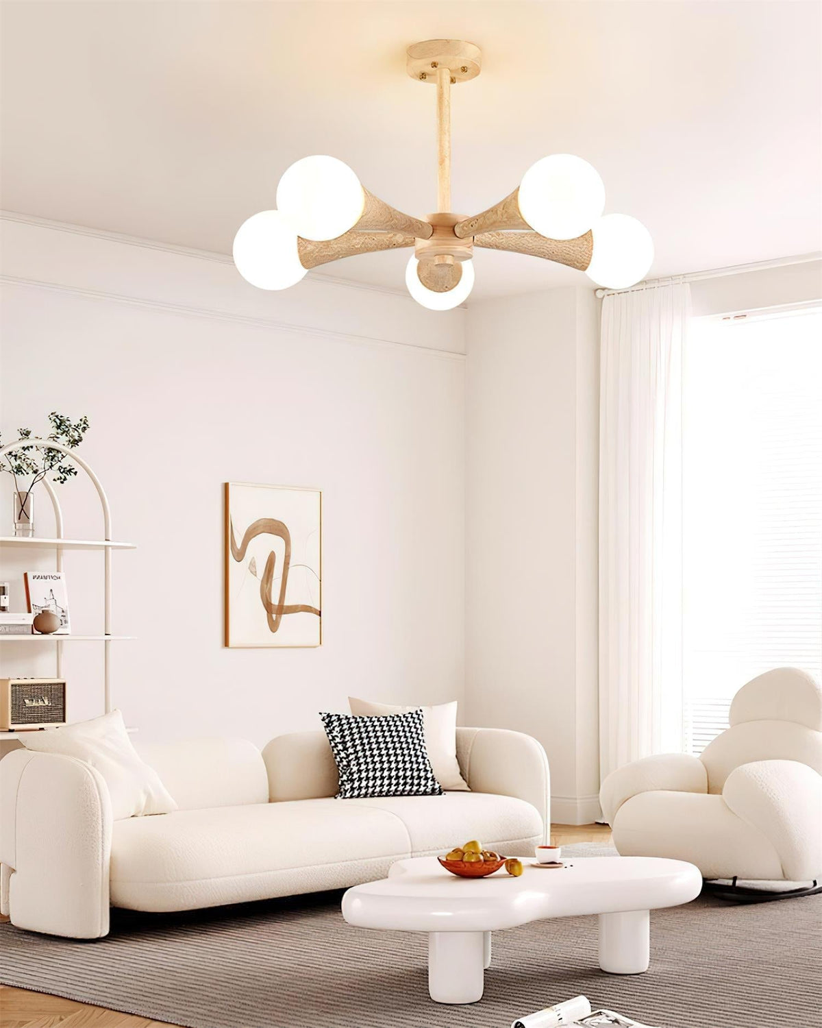 Ritta Flush Mount Ceiling Light Wood Travertine-Neutral Decor