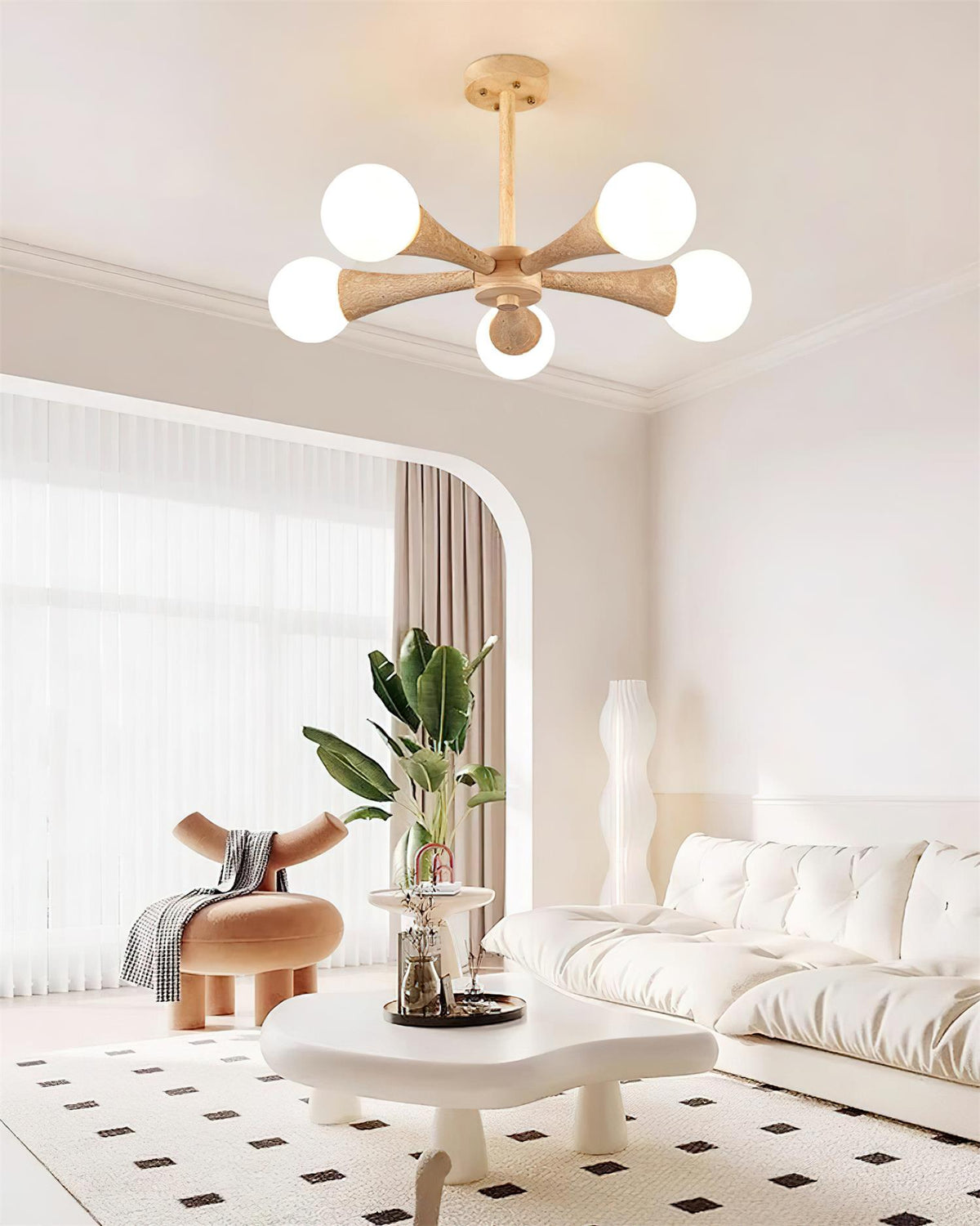 Ritta Flush Mount Ceiling Light Wood Travertine-Neutral Decor